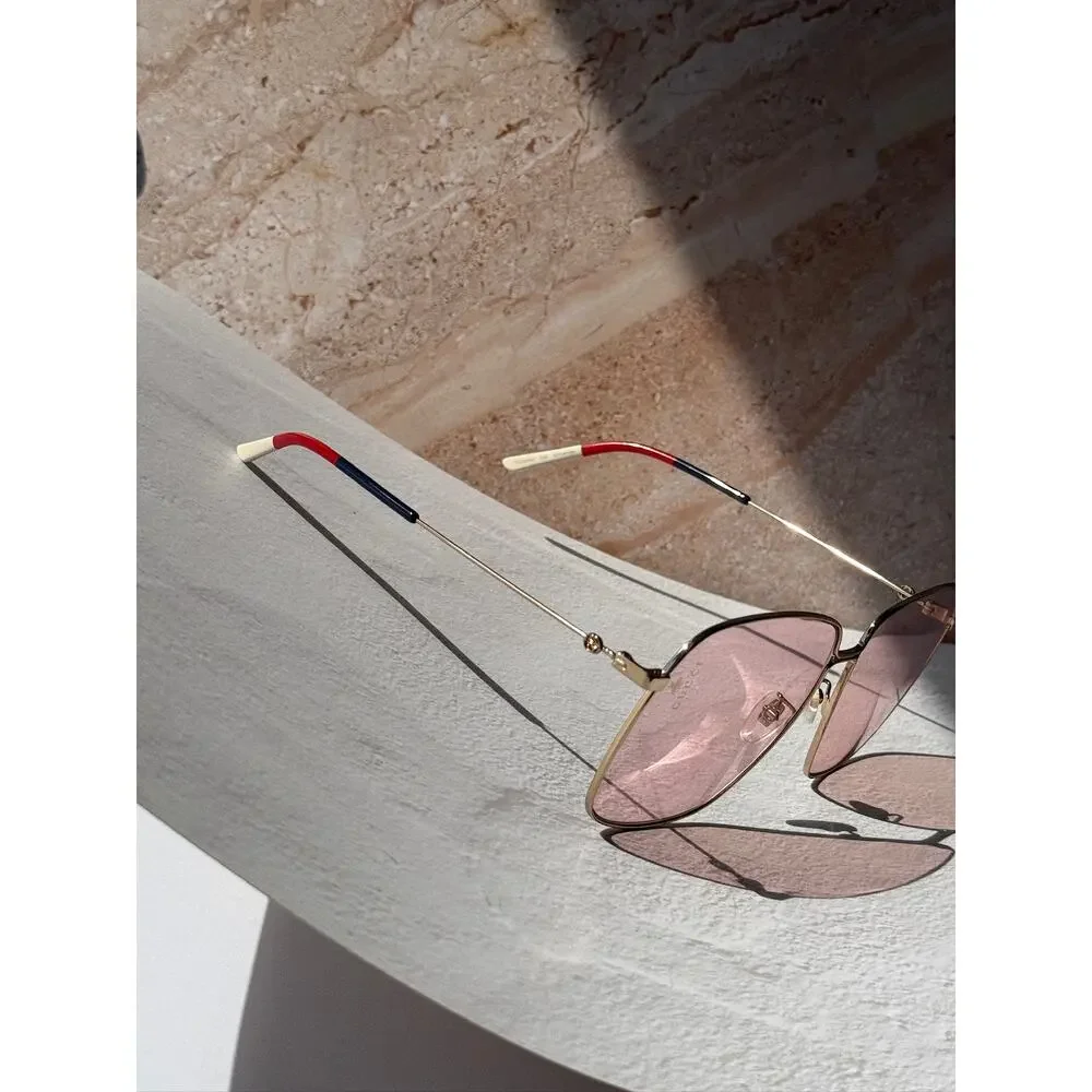 NEW Gucci GG0394S Gold Pink Lens Sunglasses RARE - Picture 7 of 10